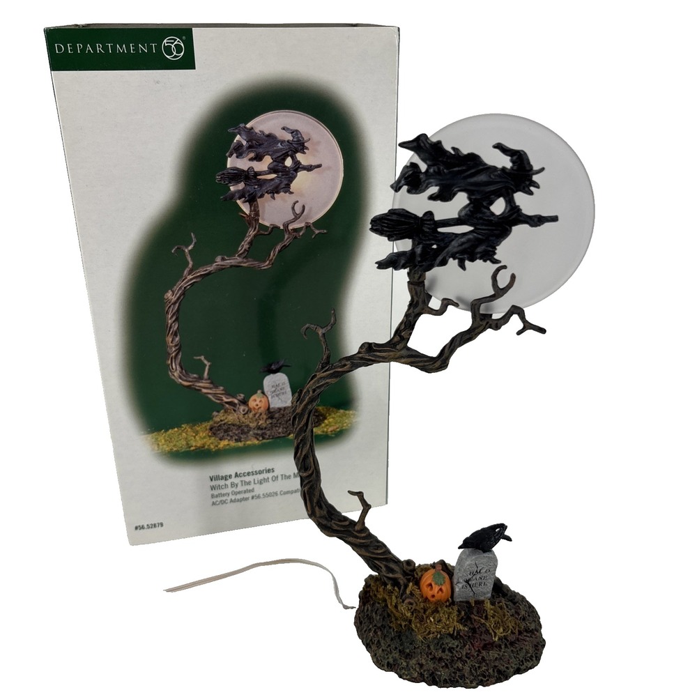 Witch by the Light of the Moon Dept 56 Halloween Village Accessory 52879 Works!